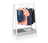 Relaxdays Perchero Burro Infantil, 99 x 63,5 x 42 cm, Armario para Niños con Balda, Organizador Ropa, Blanco y Gris