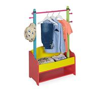 Relaxdays Perchero Burro Infantil, Colgador de Ropa para Niños, 2 Baldas, 100,5 x 71 x 30 cm, Colores Pastel, Multicolor