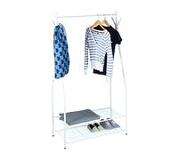 relaxdays Perchero Burro Sandra con 2 Estantes y Barra para Colgar Ropa, Acero, 162 x 90 x 40 cm, Blanco