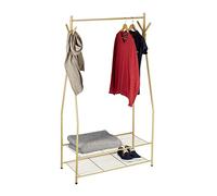 relaxdays Perchero Burro Sandra con 2 Estantes y Barra para Colgar Ropa, Acero, 162 x 90 x 40 cm, Marrón