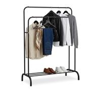 Relaxdays Perchero de Hierro con Estante Inferior, 146x110x56 cm, Negro