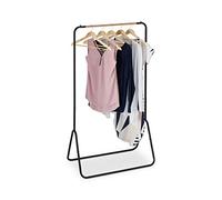 Relaxdays Perchero de Metal, Colgador Abierto, Vestidor Ropa, Barra Chaquetas, 145 x 80 x 44 cm, Negro/Natural