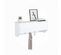 Relaxdays Perchero de Pared con Almacenamiento, 5 Ganchos, MDF Blanco, 30 x 78 x 20 cm, Moderno para Pasillo
