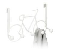 Relaxdays Perchero de Pared, Diseño de Bicicleta, 5 Ganchos, Perchas Pasillo, Colgador Chaquetas para Puerta, Blanco