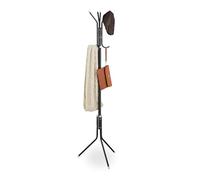 Relaxdays Perchero de Pie con 8 Perchas, Metálico, para Colgar Chaquetas, Abrigos o Sombreros, 169 x 40 x 48 cm, Negro