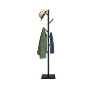 Relaxdays Perchero de Pie, Forma Árbol, 177 x 30 x 30 cm, 8 Ganchos, Colgador 3 Alturas, Madera Caucho y MDF, Negro