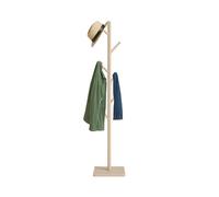 Relaxdays Perchero de Pie, Forma Árbol, 177 x 30 x 30 cm, 8 Ganchos, Colgador 3 Alturas, Madera Caucho y MDF, Beige