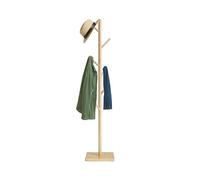 Relaxdays Perchero de pie madera 8 ganchos marrón claro