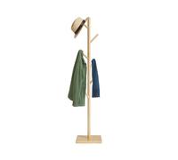 Relaxdays Perchero de pie madera 8 ganchos marrón claro