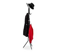 Relaxdays Perchero de Pie, Metal, 12 Ganchos, 180 x 44 x 39 cm, Sin Taladrar, Estable, Colgador Pie de Abrigos, Negro