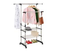 Relaxdays Perchero doble con estantes negro,plata
