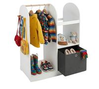 Relaxdays Perchero Infantil con 3 Ganchos, Barra y Caja de Almacenamiento, 108 x 97 x 35 cm, habitación Infantil, Blanco
