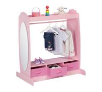 Relaxdays Perchero infantil con espejo rosa