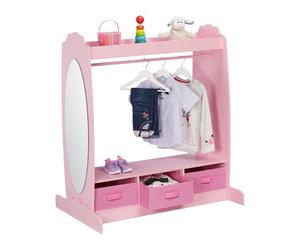 Relaxdays Perchero infantil con espejo rosa