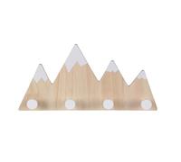Relaxdays Perchero Infantil en diseño de montaña, Barra con 4 Ganchos, 17 x 34,5 x 5 cm, Madera y MDF, Natural/Blanco