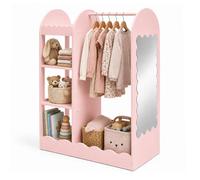 Relaxdays Perchero infantil con espejo rosa