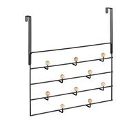 Relaxdays Perchero para puerta negro 10 ganchos marrón claro,negro