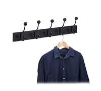 Relaxdays Perchero pared negro con 5 colgadores negro