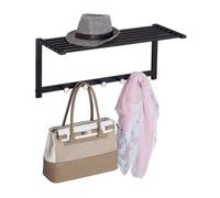 Relaxdays Perchero pared con balda negro,plata