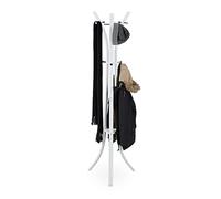 Relaxdays Perchero Pie para Chaquetas y Abrigos, Metal, Blanco, 175 cm