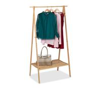 Relaxdays Perchero plegable con estante inferior marrón claro
