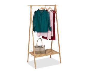 Relaxdays Perchero plegable con estante inferior marrón claro