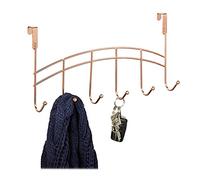 Relaxdays Perchero Puerta 6 Ganchos, Colgante, Colgador Puerta Pasillo, Dormitorio, Baño, 20x40x9 cm, Color Cobre