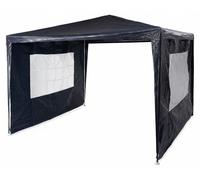 Relaxdays, pérgola de 3x3 metros con 2 paneles laterales, color blanco, azul oscuro y transparente
