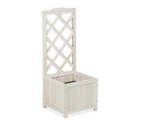 Relaxdays Pérgola de jardín, Enrejado de Madera, Decoración de Exterior, Macetero, 20 L, 90 cm, Blanco