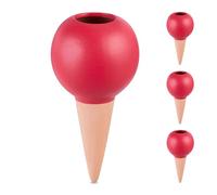 Relaxdays Picos de Riego, Pack de 4, Globos Autorriego, Botellas de 1,5 L, Regar Plantas en Vacaciones, Terracota/Rojo