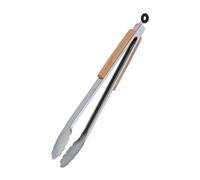 Relaxdays Pinza barbacoa acero inoxidable y madera marrón claro,negro,plata