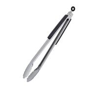 Relaxdays Pinza Barbacoa XXL, Parrilla y Cocina, con Anillo Colgante, Acero Inoxidable y Madera, 38 cm, Plateado/Negro