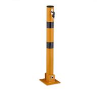Relaxdays Pivote Aparcamiento Acero, Bloqueo Plaza Parking, Cepo Parking Suelo 65 cm, con Cerradura, Amarillo y Negro