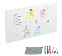 Relaxdays pizarra magnética blanca de acero | escribible, 50x100 cm, con 3 rotuladores incluidos para oficina y cocina