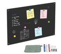 Relaxdays Pizarra magnética escribible 50x30 cm, negro | acero, con 3 rotuladores de tiza, oficina/cocina