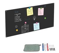 Relaxdays pizarra magnética escribible negra | 70x30, memoboard para oficina y cocina con rotuladores de tiza (3), acero