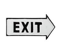 Relaxdays Placa Exit Vintage, Hierro Fundido, Blanco-Negro, 9,5 x 18,5 x 0,5 cm