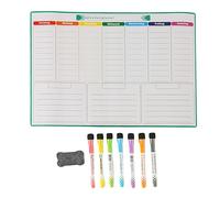 Relaxdays Planificador semanal magnético con kit blanco,verde,rojo