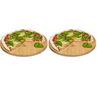 Relaxdays Plato para Pizza, Redondo, Resistente, Porciones Uniformes, Bambú, 1 Ud, Marrón, 33 cm (Paquete de 2)