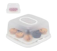Relaxdays Porta tartas cuadrado blanco,transparente