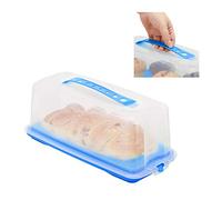 Relaxdays Porta Tartas Rectangular, Recipiente para Pasteles con Tapa, Cake Box, PP, 15 x 37 x 16 cm, Azul