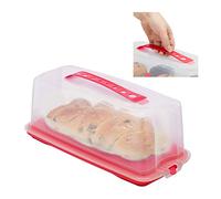 Relaxdays Porta Tartas Rectangular, Recipiente para Pasteles con Tapa, Cake Box, PP, 15 x 37 x 16 cm, Rojo