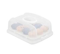 Relaxdays Porta Tartas Rectangular, Soporte Pasteles y Muffins, Tapa con Asa, PP, 15,5 x 37,5 x 27,5 cm, Blanco