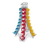 Relaxdays Portacápsulas Compatible con Nespresso, 32 Cápsulas, Soporte Monodosis Café Metal, 30 x 21,5 x 21,5 cm, Plata