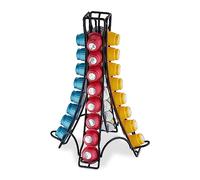 Relaxdays Portacápsulas Compatible con Nespresso, 32 Cápsulas, Soporte Monodosis Café Metal, 30 x 21,5 x 21,5 cm, Negro