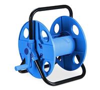 Relaxdays Portamangueras, para Mangueras de 30 m 1/2", Acero, Plástico, Enrollamangueras, 38 x 42 x 31 cm, Negro/Azul