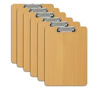 Relaxdays Portapapeles de Madera, Set de 6, Pinzas metálicas con Gomas, DIN A4, Natural, 31.5 x 22.5 x 0.5 cm