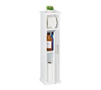 Relaxdays Portarrollos de baño blanco con puerta blanco,plata