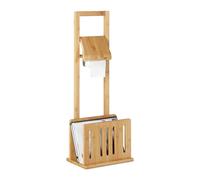 Relaxdays Portarrollos baño con soporte periódicos marrón claro