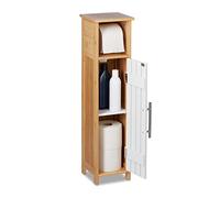 Relaxdays Portarrollos de pie baño efecto madera blanco,marrón claro